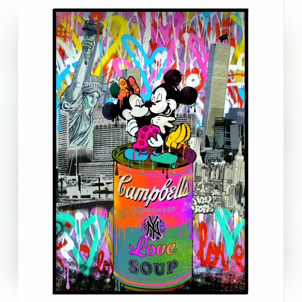 Minnie and Mickey Mouse 11"Lx17"H Framed Wall Art